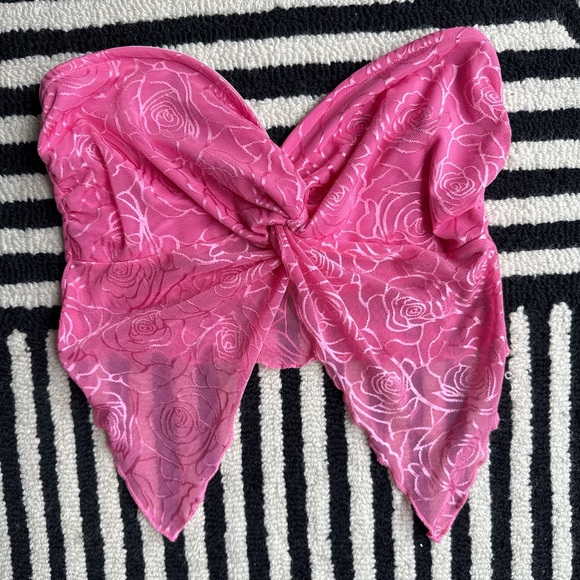 Pink Floral Strapless Top - Picture 1 of 2